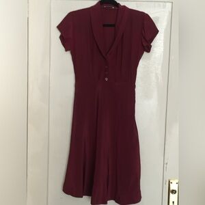 Vintage 1970s Chic Burgundy Midi Dress